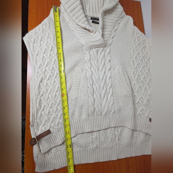 NEW Massimo Dutti Wool Angora Cashmere Poncho Cape sz S Fisherman Cable Kangaroo - Picture 8 of 12